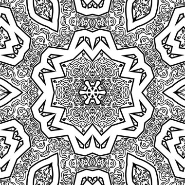 El çizimi Mandala, siyah beyaz sanat, yetişkin boyama sayfası, ayrıntılı çizim, taslak karalama, baskı, sanat.