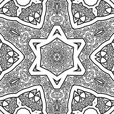 El çizimi Mandala, siyah beyaz sanat, yetişkin boyama sayfası, ayrıntılı çizim, taslak karalama, baskı, sanat.