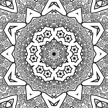 El çizimi Mandala, siyah beyaz sanat, yetişkin boyama sayfası, ayrıntılı çizim, taslak karalama, baskı, sanat.