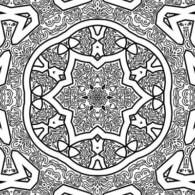 El çizimi Mandala, siyah beyaz sanat, yetişkin boyama sayfası, ayrıntılı çizim, taslak karalama, baskı, sanat.