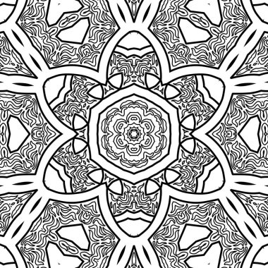 El çizimi Mandala, siyah beyaz sanat, yetişkin boyama sayfası, ayrıntılı çizim, taslak karalama, baskı, sanat.