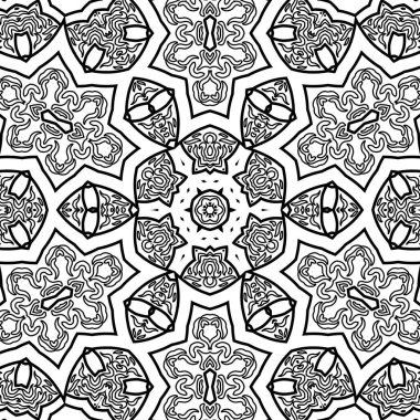 El çizimi Mandala, siyah beyaz sanat, yetişkin boyama sayfası, ayrıntılı çizim, taslak karalama, baskı, sanat.