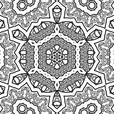 El çizimi Mandala, siyah beyaz sanat, yetişkin boyama sayfası, ayrıntılı çizim, taslak karalama, baskı, sanat.