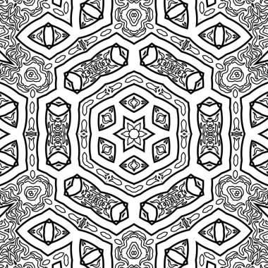 El çizimi Mandala, siyah beyaz sanat, yetişkin boyama sayfası, ayrıntılı çizim, taslak karalama, baskı, sanat.