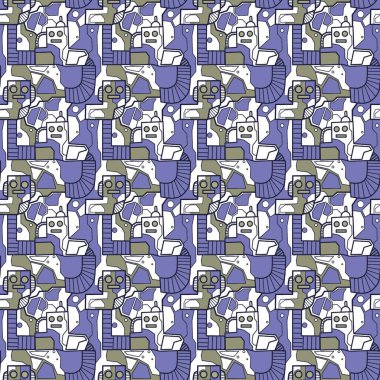 Robotsuz desenli sanat, çizgi film tarzı, arka plan tasarımı, eşsiz, el çizimi, baskı, sanat