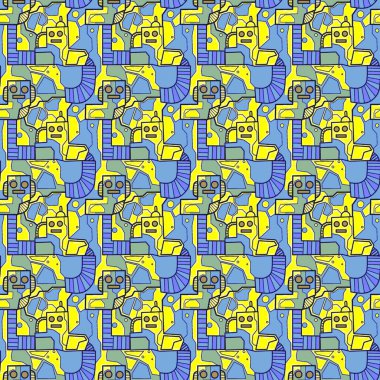 Robotsuz desenli sanat, çizgi film tarzı, arka plan tasarımı, eşsiz, el çizimi, baskı, sanat