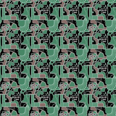 Robotsuz desenli sanat, çizgi film tarzı, arka plan tasarımı, eşsiz, el çizimi, baskı, sanat