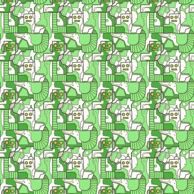 Robotsuz desenli sanat, çizgi film tarzı, arka plan tasarımı, eşsiz, el çizimi, baskı, sanat