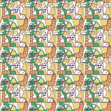 Robotsuz desenli sanat, çizgi film tarzı, arka plan tasarımı, eşsiz, el çizimi, baskı, sanat