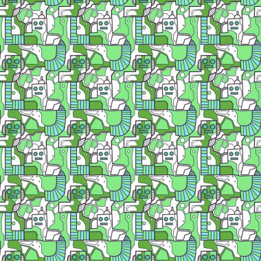 Robotsuz desenli sanat, çizgi film tarzı, arka plan tasarımı, eşsiz, el çizimi, baskı, sanat