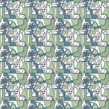 Robotsuz desenli sanat, çizgi film tarzı, arka plan tasarımı, eşsiz, el çizimi, baskı, sanat