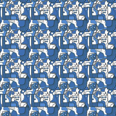 Robotsuz desenli sanat, çizgi film tarzı, arka plan tasarımı, eşsiz, el çizimi, baskı, sanat