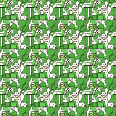 Robotsuz desenli sanat, çizgi film tarzı, arka plan tasarımı, eşsiz, el çizimi, baskı, sanat