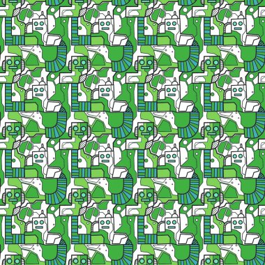 Robotsuz desenli sanat, çizgi film tarzı, arka plan tasarımı, eşsiz, el çizimi, baskı, sanat