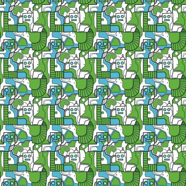 Robotsuz desenli sanat, çizgi film tarzı, arka plan tasarımı, eşsiz, el çizimi, baskı, sanat