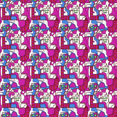 Robotsuz desenli sanat, çizgi film tarzı, arka plan tasarımı, eşsiz, el çizimi, baskı, sanat