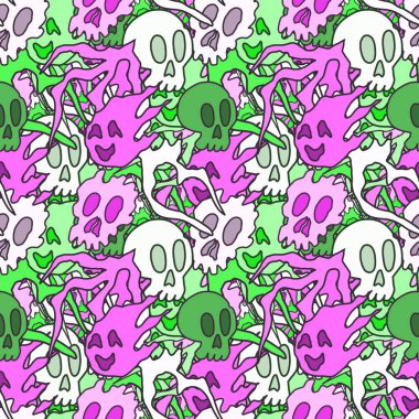 El çizimi kafatası arka plan sanatı, hip-hop tasarımı, kaykay tasarımı, şehir tarzı, tişört tasarımı, desen tasarımı, baskı, sanat.