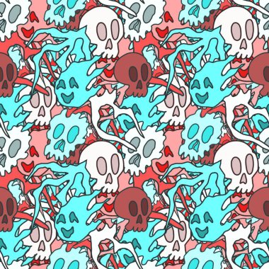 El çizimi kafatası arka plan sanatı, hip-hop tasarımı, kaykay tasarımı, şehir tarzı, tişört tasarımı, desen tasarımı, baskı, sanat.