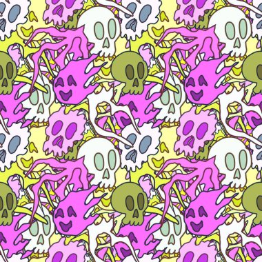 El çizimi kafatası arka plan sanatı, hip-hop tasarımı, kaykay tasarımı, şehir tarzı, tişört tasarımı, desen tasarımı, baskı, sanat.