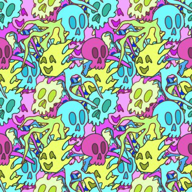 El çizimi kafatası arka plan sanatı, hip-hop tasarımı, kaykay tasarımı, şehir tarzı, tişört tasarımı, desen tasarımı, baskı, sanat.