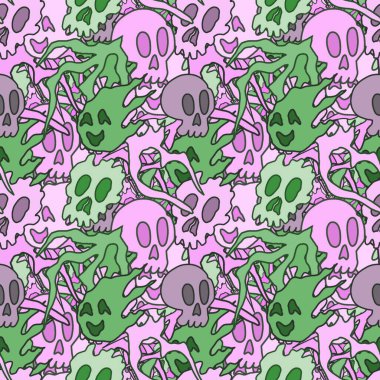 El çizimi kafatası arka plan sanatı, hip-hop tasarımı, kaykay tasarımı, şehir tarzı, tişört tasarımı, desen tasarımı, baskı, sanat.