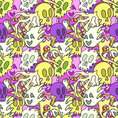 El çizimi kafatası arka plan sanatı, hip-hop tasarımı, kaykay tasarımı, şehir tarzı, tişört tasarımı, desen tasarımı, baskı, sanat.