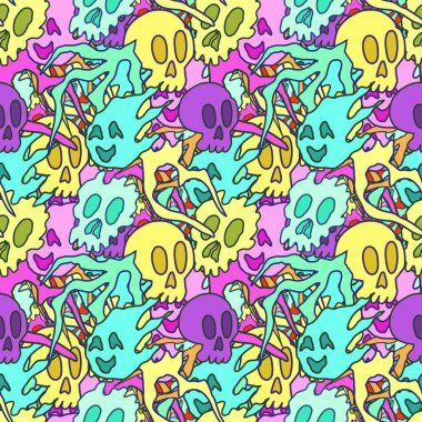 El çizimi kafatası arka plan sanatı, hip-hop tasarımı, kaykay tasarımı, şehir tarzı, tişört tasarımı, desen tasarımı, baskı, sanat.