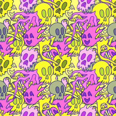 El çizimi kafatası arka plan sanatı, hip-hop tasarımı, kaykay tasarımı, şehir tarzı, tişört tasarımı, desen tasarımı, baskı, sanat.