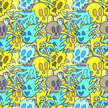 El çizimi kafatası arka plan sanatı, hip-hop tasarımı, kaykay tasarımı, şehir tarzı, tişört tasarımı, desen tasarımı, baskı, sanat.