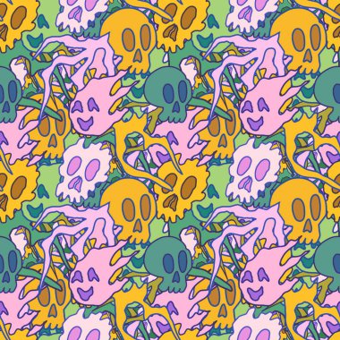 El çizimi kafatası arka plan sanatı, hip-hop tasarımı, kaykay tasarımı, şehir tarzı, tişört tasarımı, desen tasarımı, baskı, sanat.