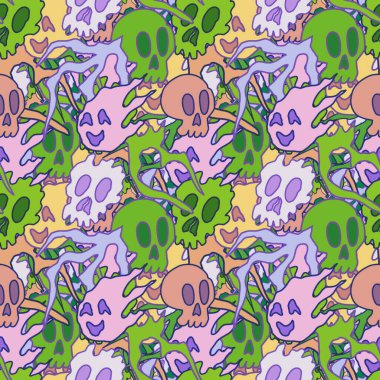 El çizimi kafatası arka plan sanatı, hip-hop tasarımı, kaykay tasarımı, şehir tarzı, tişört tasarımı, desen tasarımı, baskı, sanat.