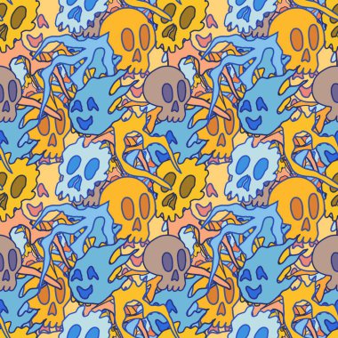 El çizimi kafatası arka plan sanatı, hip-hop tasarımı, kaykay tasarımı, şehir tarzı, tişört tasarımı, desen tasarımı, baskı, sanat.