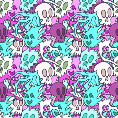 El çizimi kafatası arka plan sanatı, hip-hop tasarımı, kaykay tasarımı, şehir tarzı, tişört tasarımı, desen tasarımı, baskı, sanat.