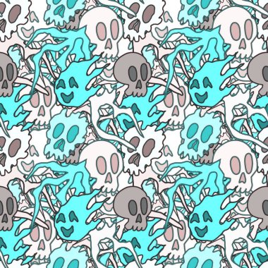 El çizimi kafatası arka plan sanatı, hip-hop tasarımı, kaykay tasarımı, şehir tarzı, tişört tasarımı, desen tasarımı, baskı, sanat.