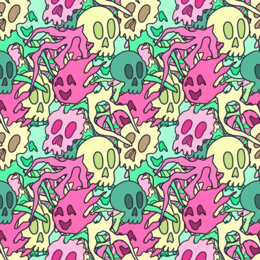 El çizimi kafatası arka plan sanatı, hip-hop tasarımı, kaykay tasarımı, şehir tarzı, tişört tasarımı, desen tasarımı, baskı, sanat.