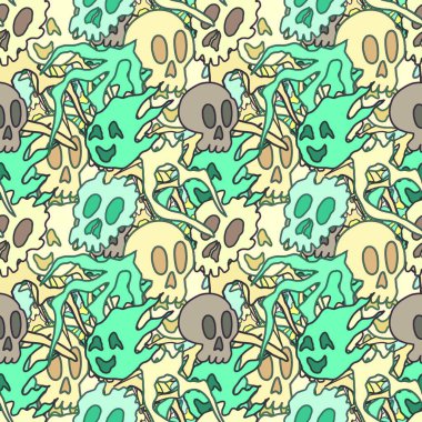 El çizimi kafatası arka plan sanatı, hip-hop tasarımı, kaykay tasarımı, şehir tarzı, tişört tasarımı, desen tasarımı, baskı, sanat.