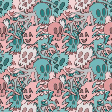 El çizimi kafatası arka plan sanatı, hip-hop tasarımı, kaykay tasarımı, şehir tarzı, tişört tasarımı, desen tasarımı, baskı, sanat.