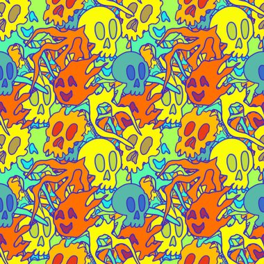 El çizimi kafatası arka plan sanatı, hip-hop tasarımı, kaykay tasarımı, şehir tarzı, tişört tasarımı, desen tasarımı, baskı, sanat.