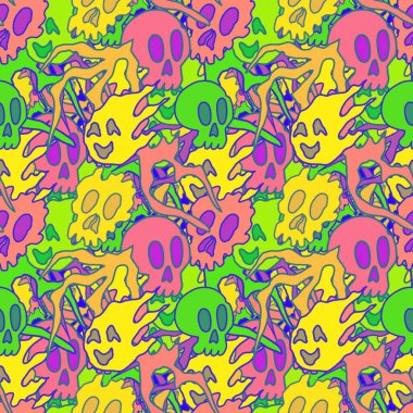 El çizimi kafatası arka plan sanatı, hip-hop tasarımı, kaykay tasarımı, şehir tarzı, tişört tasarımı, desen tasarımı, baskı, sanat.