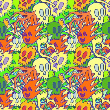 El çizimi kafatası arka plan sanatı, hip-hop tasarımı, kaykay tasarımı, şehir tarzı, tişört tasarımı, desen tasarımı, baskı, sanat.