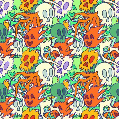 El çizimi kafatası arka plan sanatı, hip-hop tasarımı, kaykay tasarımı, şehir tarzı, tişört tasarımı, desen tasarımı, baskı, sanat.