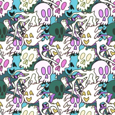 El çizimi kafatası arka plan sanatı, hip-hop tasarımı, kaykay tasarımı, şehir tarzı, tişört tasarımı, desen tasarımı, baskı, sanat.