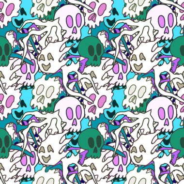 El çizimi kafatası arka plan sanatı, hip-hop tasarımı, kaykay tasarımı, şehir tarzı, tişört tasarımı, desen tasarımı, baskı, sanat.