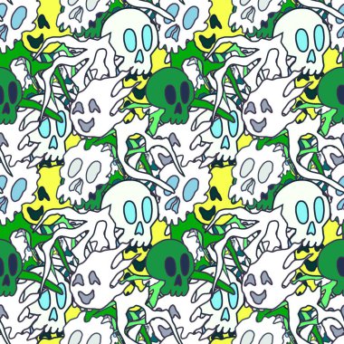 El çizimi kafatası arka plan sanatı, hip-hop tasarımı, kaykay tasarımı, şehir tarzı, tişört tasarımı, desen tasarımı, baskı, sanat.