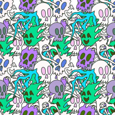 El çizimi kafatası arka plan sanatı, hip-hop tasarımı, kaykay tasarımı, şehir tarzı, tişört tasarımı, desen tasarımı, baskı, sanat.