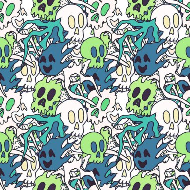 El çizimi kafatası arka plan sanatı, hip-hop tasarımı, kaykay tasarımı, şehir tarzı, tişört tasarımı, desen tasarımı, baskı, sanat.