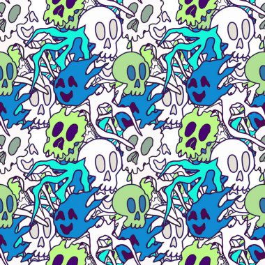 El çizimi kafatası arka plan sanatı, hip-hop tasarımı, kaykay tasarımı, şehir tarzı, tişört tasarımı, desen tasarımı, baskı, sanat.