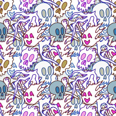 El çizimi kafatası arka plan sanatı, hip-hop tasarımı, kaykay tasarımı, şehir tarzı, tişört tasarımı, desen tasarımı, baskı, sanat.