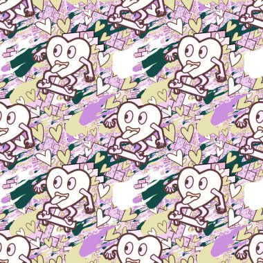 Çılgın bir fikir. Heart kaykay oynuyor. Sevgililer Günü fikri için iyi. Hip-hop geçmişi, şehir tarzı, tişört tasarımı, baskı, sanat..