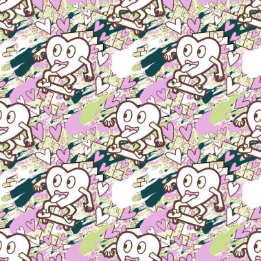 Çılgın bir fikir. Heart kaykay oynuyor. Sevgililer Günü fikri için iyi. Hip-hop geçmişi, şehir tarzı, tişört tasarımı, baskı, sanat..